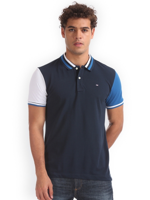 

Arrow Sport Men Blue Solid Polo Collar Pure Cotton T-shirt