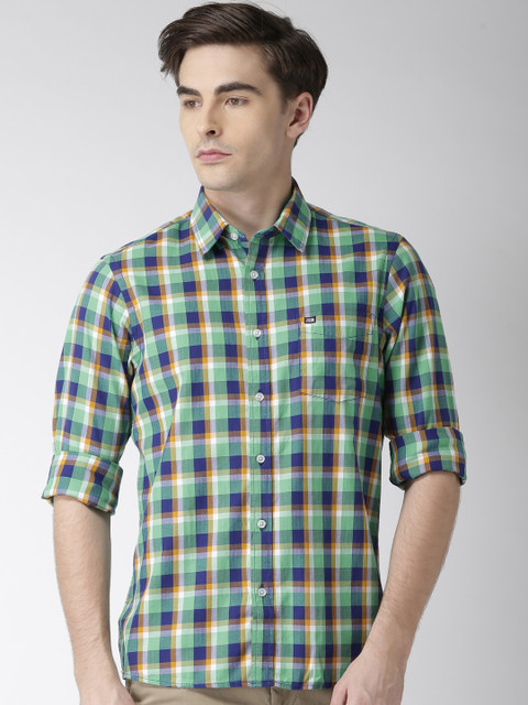 

Arrow Sport Men Green & Blue Regular Fit Checked Casual Shirt