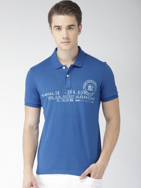 

Arrow Sport Men Blue Printed Polo Collar Pure Cotton T-shirt