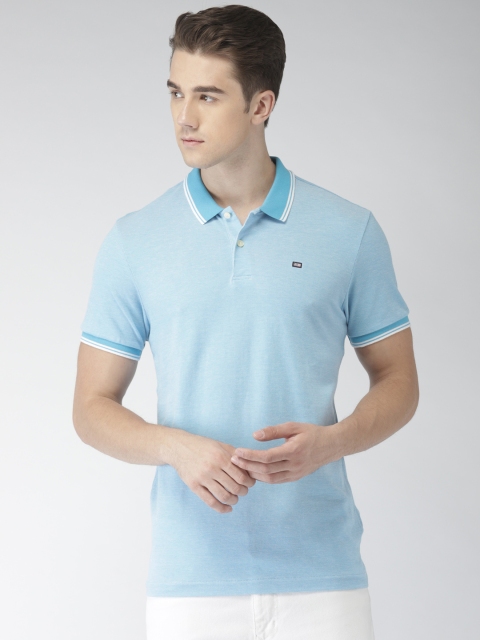 

Arrow Sport Men Blue Solid Polo Collar T-shirt