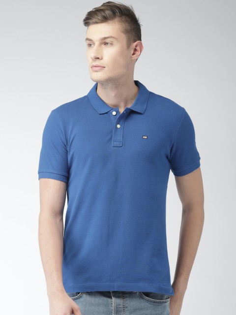 

Arrow Sport Men Blue Solid Polo Collar T-shirt