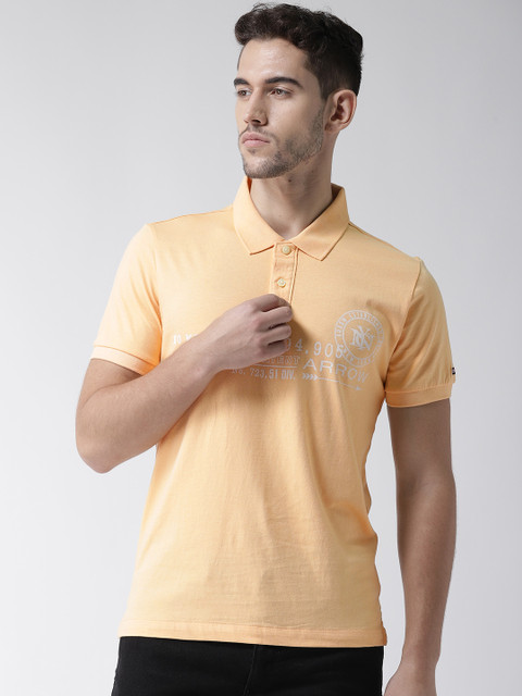 

Arrow Sport Men Orange Printed Polo Collar Pure Cotton T-shirt