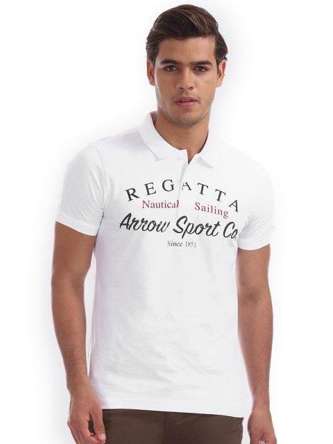 

Arrow Sport Men White Printed Polo Collar T-shirt