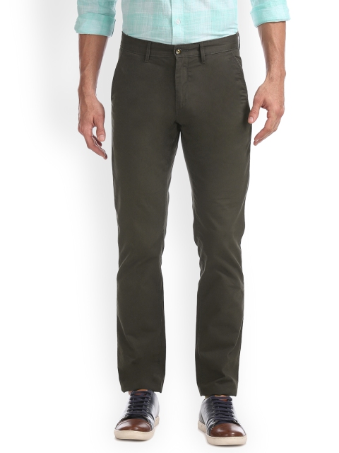 

Arrow Sport Men Olive Green Slim Fit Solid Regular Trousers