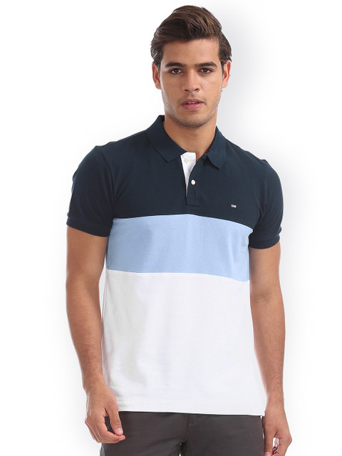 

Arrow Sport Men Navy Blue Colourblocked Polo Collar T-shirt