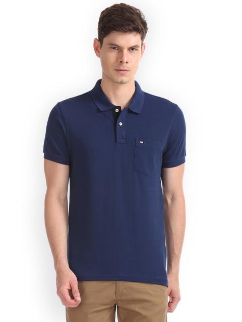 

Arrow Sport Men Navy Blue Solid Polo Collar T-shirt