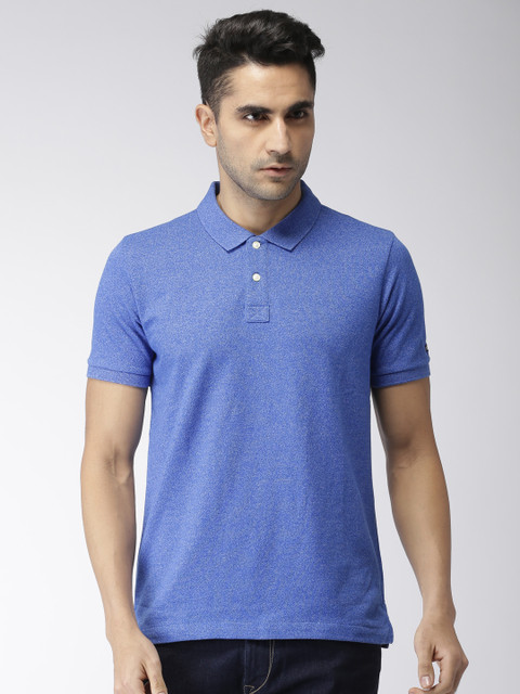 

Arrow Sport Men Blue Solid Polo Collar T-shirt