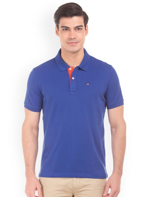 

Arrow Sport Men Blue Solid Polo Collar T-shirt
