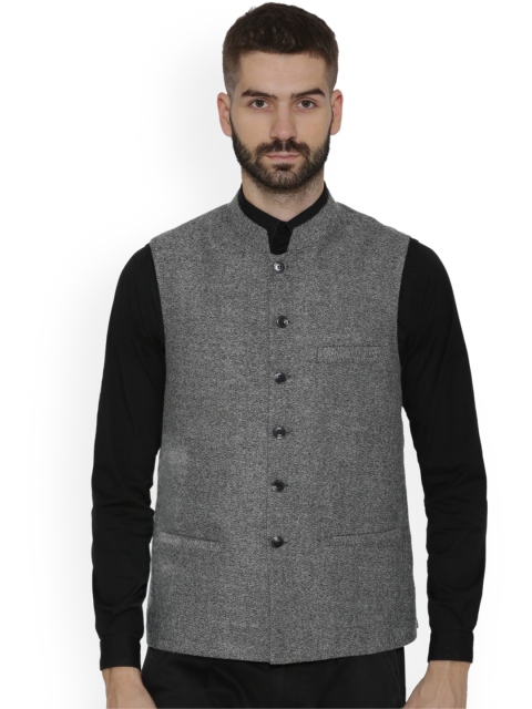 

NEUDIS Men Grey Woven Design Nehru Jacket
