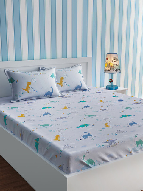 

URBAN DREAM Multicoloured Cartoon Characters Flat 210 TC Cotton 1 Queen Bedsheet with 2 Pillow Covers, Multi