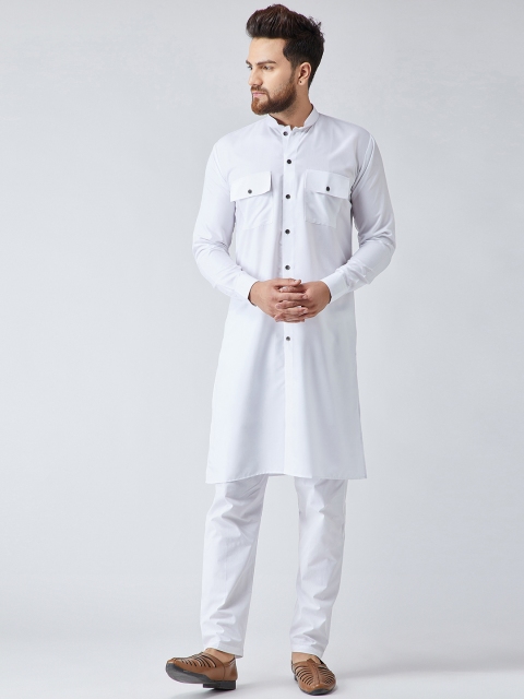 

SOJANYA Men White Solid Kurta with Pyjamas