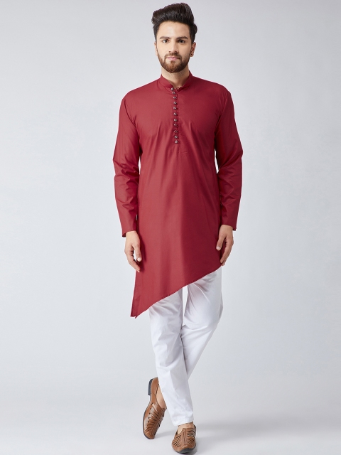 

SOJANYA Men Maroon Solid Kurta with Pyjamas