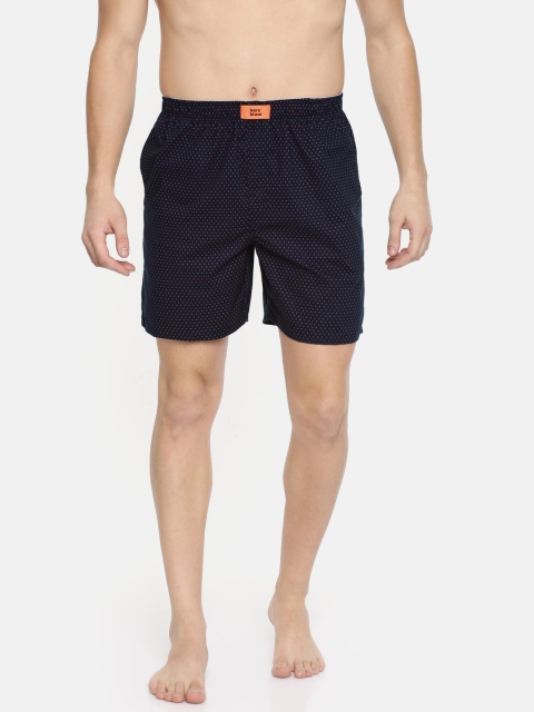 

Bareblow Men Navy & Magenta Printed Pure Cotton Boxers BBBX67XXL, Navy blue