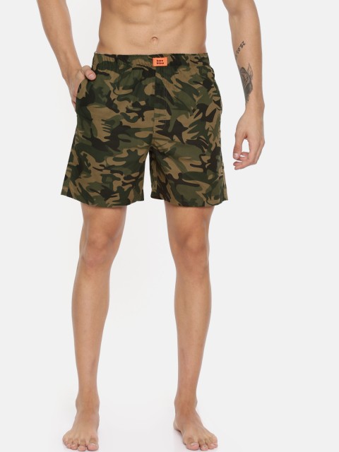 

Bareblow Men Olive Green & Black Camouflage Printed Boxers BBBX46XXL