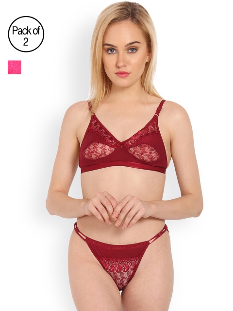 

Innocence Women Pack of 2 Lingerie Set BBAPLIN66408, Maroon