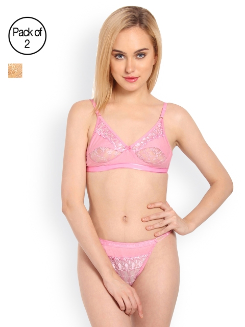 

Innocence Women's Pack of 2 Lingerie Set BBAPLIN66407, Pink