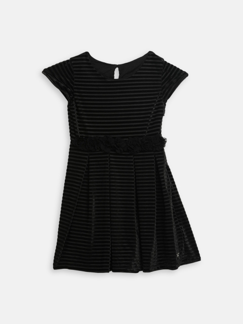 

Blue Giraffe Girls Black Striped Fit and Flare Dress