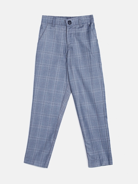 

Blue Giraffe Boys Grey Slim Fit Checked Regular Trousers