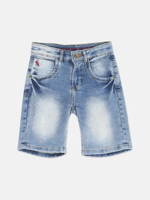 

Blue Giraffe Boys Blue Solid Regular Fit Denim Shorts