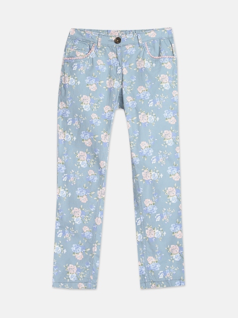 

Blue Giraffe Girls Turquoise Blue & Pink Regular Fit Printed Regular Trousers