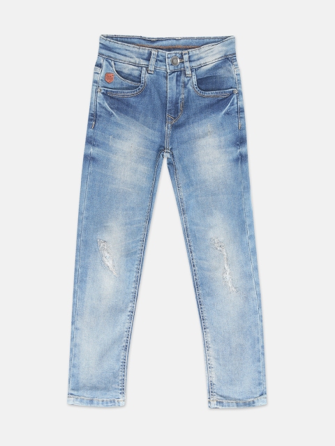 

Blue Giraffe Boys Blue Slim Fit Mid-Rise Low Distress Jeans