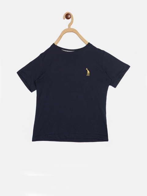 

Blue Giraffe Boys Navy Blue Solid Round Neck T-shirt