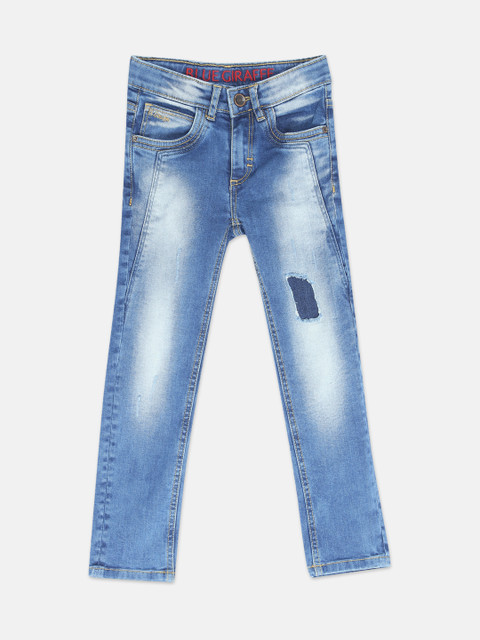 

Blue Giraffe Boys Blue Slim Fit Mid-Rise Low Distress Jeans