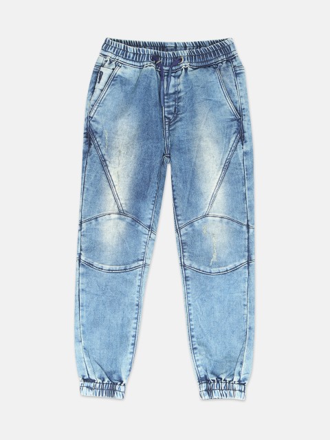 

Blue Giraffe Boys Blue Jogger Fit Mid-Rise Low Distress Jeans