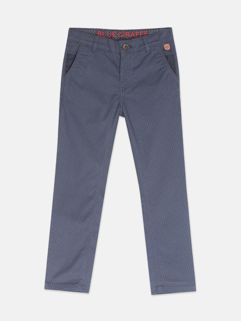 

Blue Giraffe Boys Grey Regular Fit Self Design Regular Trousers