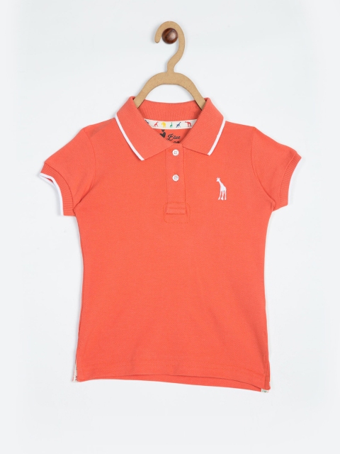 

Blue Giraffe Girls Coral Solid Polo Collar T-shirt