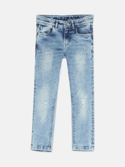 

Blue Giraffe Boys Blue Slim Fit Mid-Rise Low Distress Jeans
