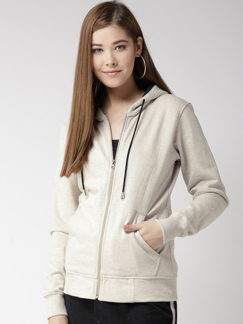 

Fort Collins Women Off-White Solid Hooded Sweatshirt