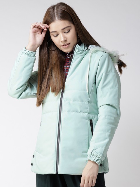 

Fort Collins Women Mint Green Solid Hooded Parka