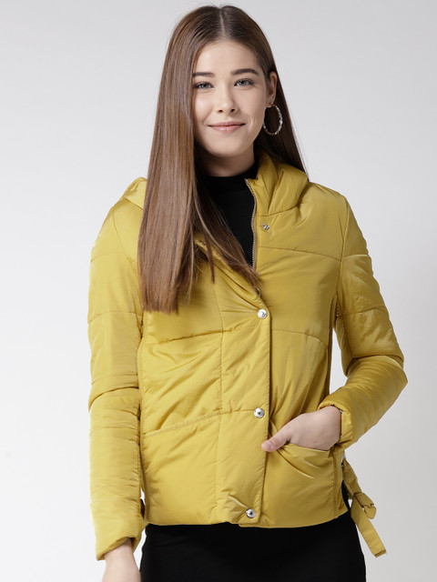 

Fort Collins Women Mustard Yellow Solid Hooded Padded Jacket
