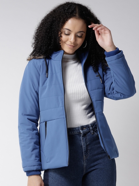 

Fort Collins Women Blue Solid Hooded Parka Jacket