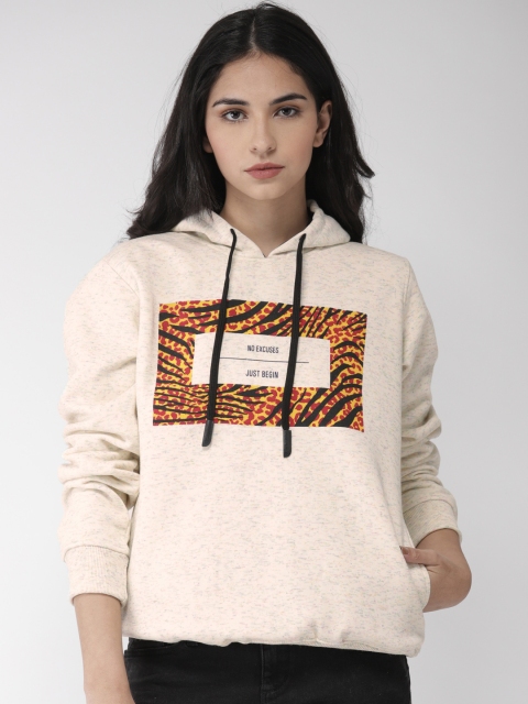 

Fort Collins Women Beige Printed Hooded Sweatshirt