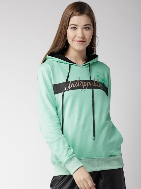 

Fort Collins Women Sea Green Solid Hooded Sweatshirt