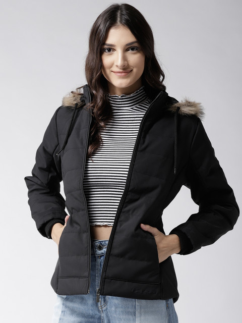 

Fort Collins Women Black Solid Parka Jacket