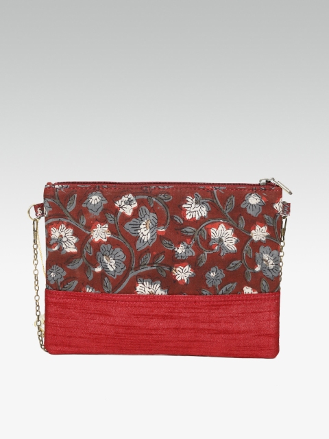 

ZAREGARE Maroon & Grey Printed Sling Bag