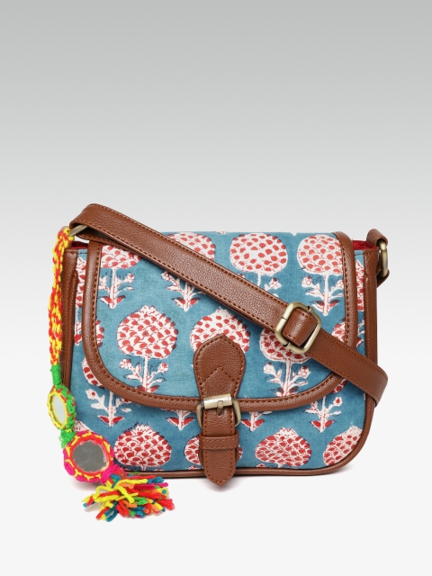 

ZAREGARE Blue & Red Printed Sling Bag