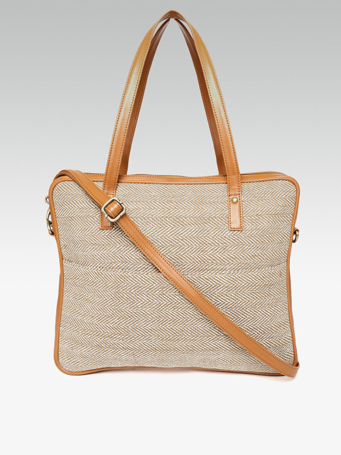 

ZAREGARE Women Beige Self Design Laptop Bag