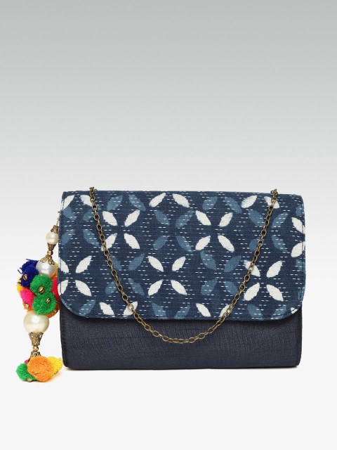 

ZAREGARE Navy Blue & White Printed Sling Bag