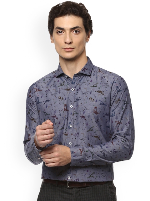 

SIMON CARTER LONDON Men Blue Slim Fit Printed Party Shirt