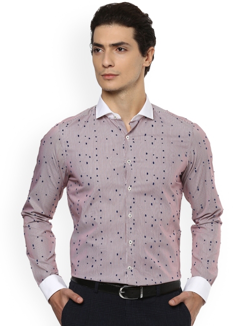 

SIMON CARTER LONDON Men Red Slim Fit Striped Formal Shirt