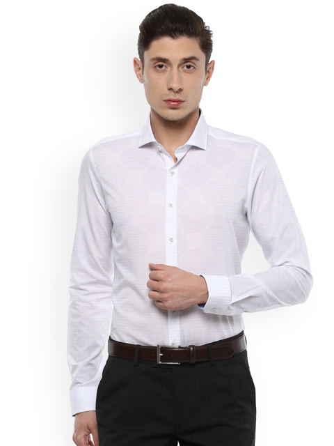 

SIMON CARTER LONDON Men White Slim Fit Striped Formal Shirt