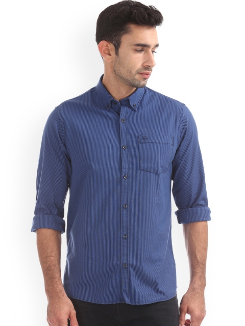 

Arrow Sport Men Navy Blue Slim Fit Striped Casual Shirt