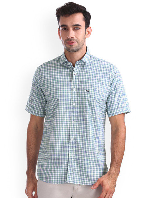 

Arrow Sport Men Green & White Regular Fit Checked Casual Shirt