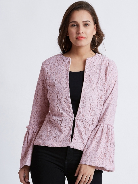 

MAGRE Women Mauve Self Design Open Front Jacket