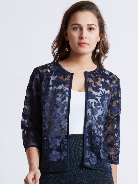 

MAGRE Blue Printed Open Front Shrug