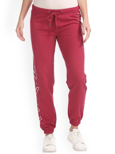 

Aeropostale Women Red Printed Straight-Fit Joggers
